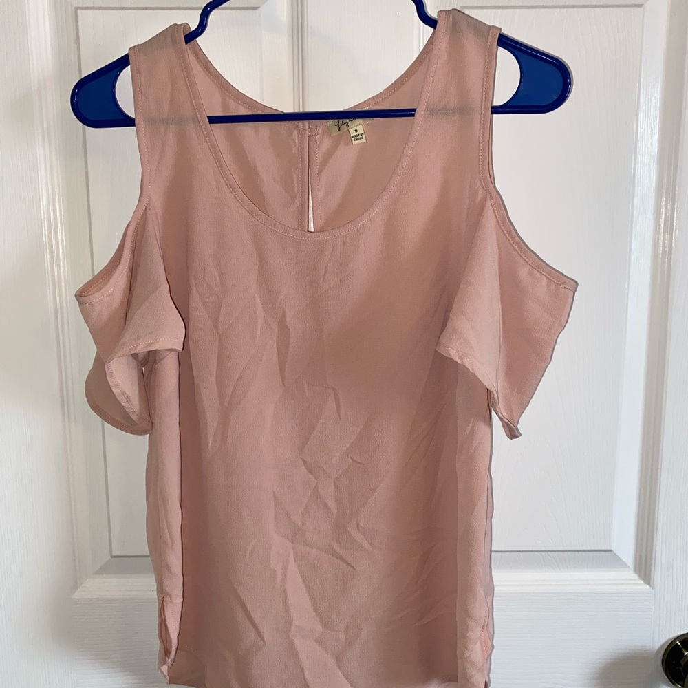Lilly White: shoulder cut out Light pink Blouse